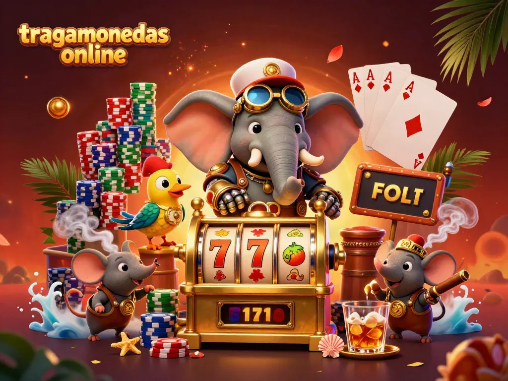 Gira tragamonedas online y gana con un elefante de ingeniero en una escena vibrante.