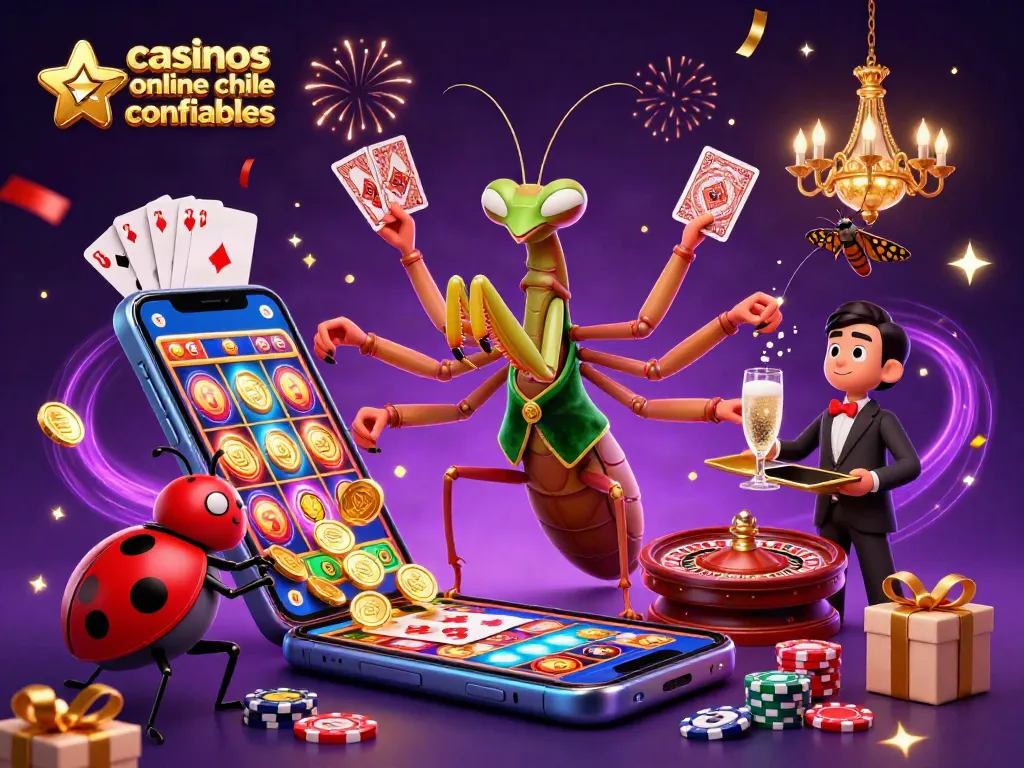 Juega en casinos online Chile confiables con un camaleón que reparte cartas y sorprendente acción de casino.