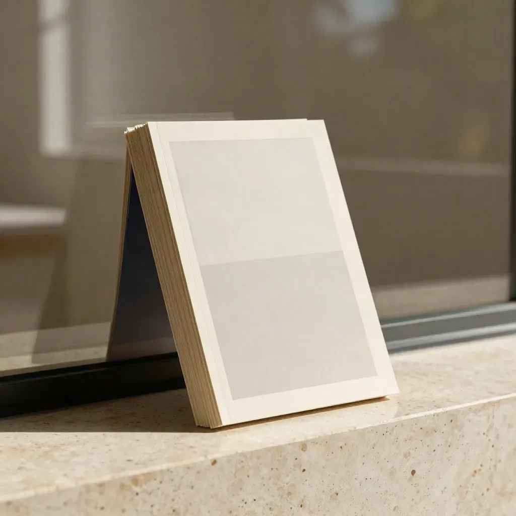 Kits de optimización de landing sobre travertino con luz suave y fondo desenfocado