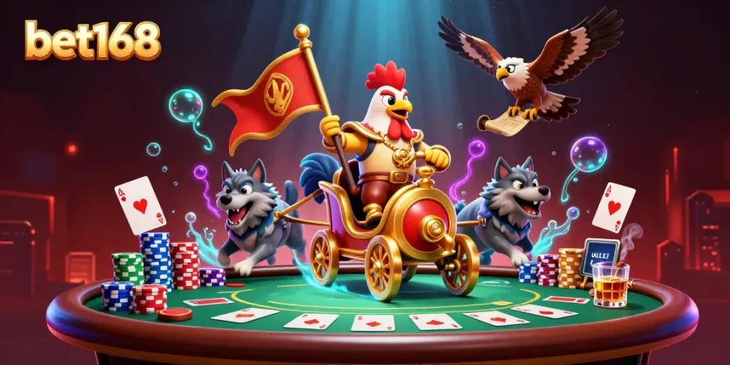 Experience thrilling gameplay with bet168 in a vibrant, dynamic poker scene featuring iconic characters.