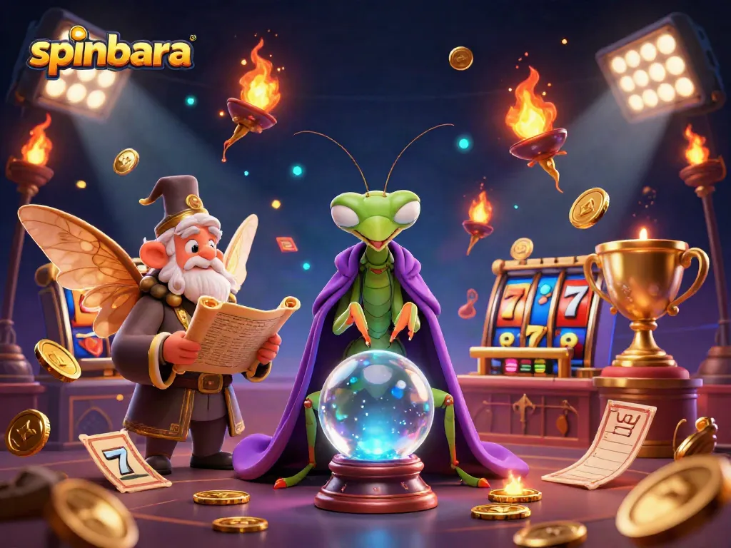 Experience thrilling action at Spinbara Casino, featuring dynamic slot machines and mystical characters.